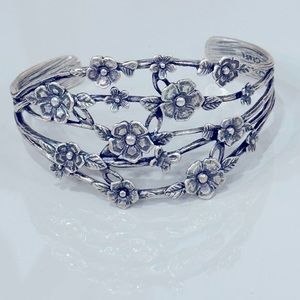 Sterling Silver Bracelet Or Paz Floral Cuff
